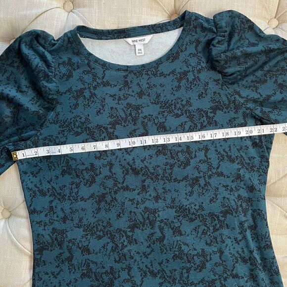 NINE WEST XXL DARK GREEN Black Snake Long Puff Balloon Sleeve Sweater Dress - Picture 10 of 13